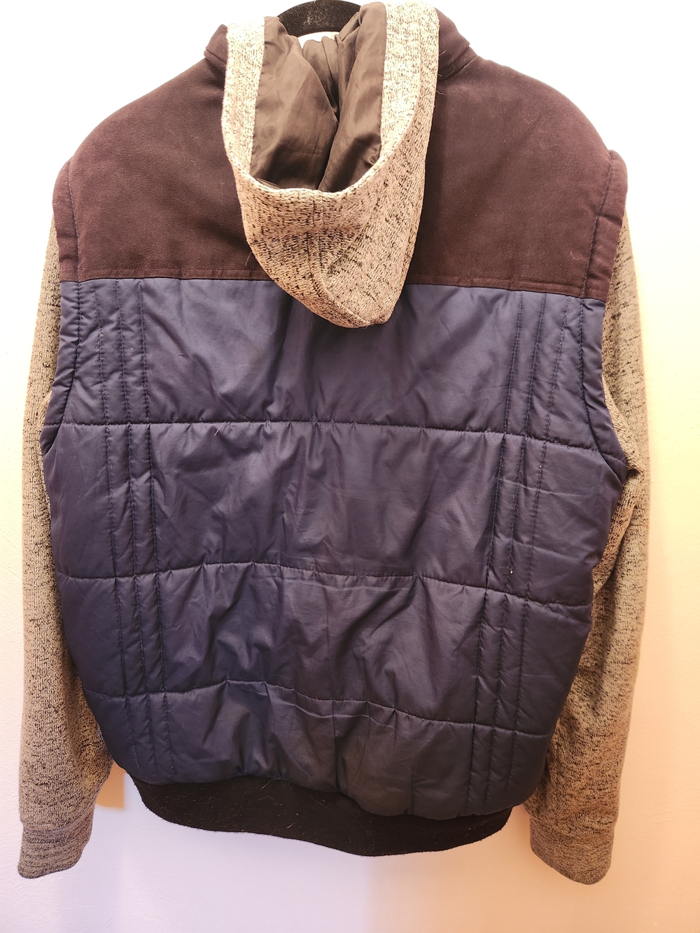 Distortion Men’s Navy Quilted Hooded Jacket Size XL - Picture 2 of 6